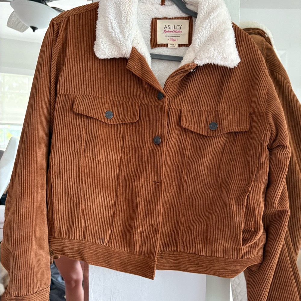 Ashley By 26 International Women's Tan Corduroy Utility Jacket